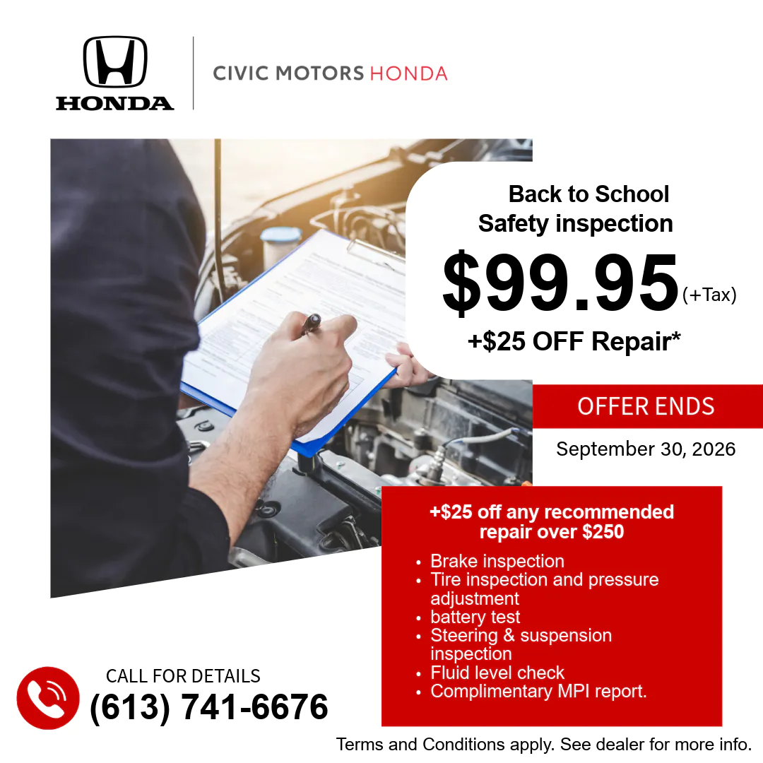 Back to School Safety Special – $99.95 (+$25 OFF Repairs*) Back to School Safety Special – $99.95 (+$25 OFF Repairs*)