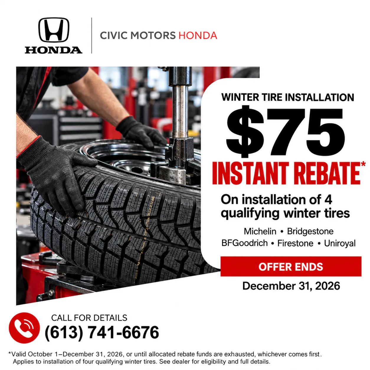 $75 Instant Winter Tire Installation Rebate